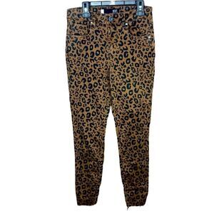 Kut From The Kloth Leopard Print Jeans Donna Ankle Skinny, Raw Hem Brown Black 0